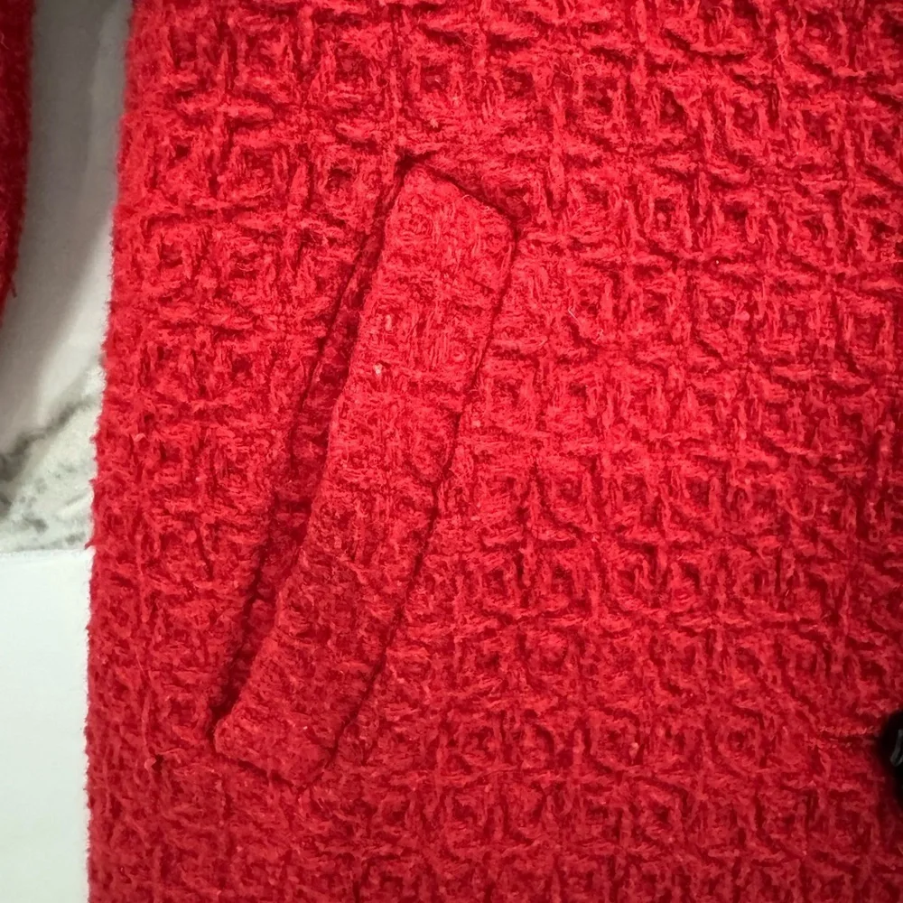 Annie Kids Red Pea Coat with Black Rose Buttons - Picture 4 of 6